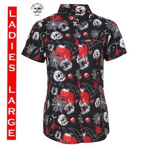 DIXXON - HALLOW S/S Party Shirt - Women's Large -  Skull, Blood